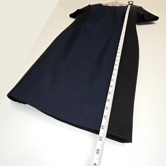 Elie Tahari Colorblock Sheath Fitted Dress with Leather Detail US 6 Navy & Black - Picture 4 of 10